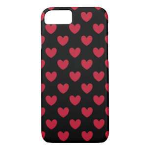 Red polka hearts on black iPhone 8/7 case
