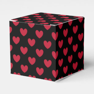 Red polka hearts on black favour box