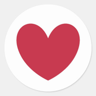 Red polka hearts on white classic round sticker
