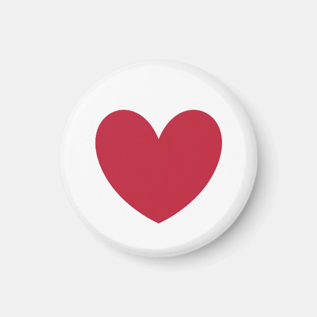 Red polka hearts on white magnet (Front)