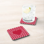 Red   Polka White Dots Coaster<br><div class="desc">Be the centre of attention with Polka Dot Red and show off your retro style by adding a touch of colour and fun to your special brunchs!
©Mia Valdez</div>