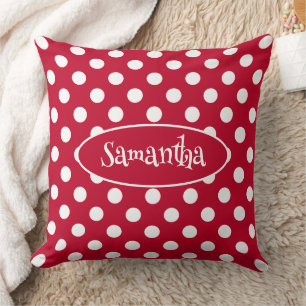 RED + Polka White Dots Cushion