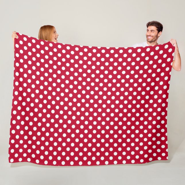 Red + Polka White Dots Fleece Blanket (In Situ)