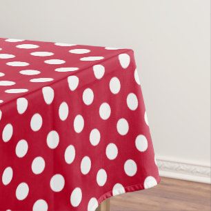 Red + Polka White Dots Tablecloth