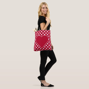 Red + Polka White Dots Tote Bag