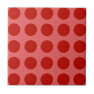 Red Polkadot Pattern Ceramic Tile