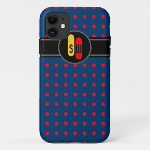 red polkadots and your initials iPhone 11 case