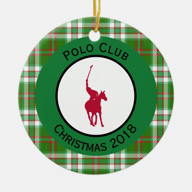 Red Polo Horse Ceramic Ornament (Front)