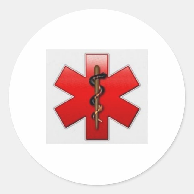     red & polychrome classic round sticker (Front)