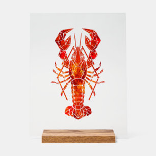 Red polygonal lobster acrylic sign