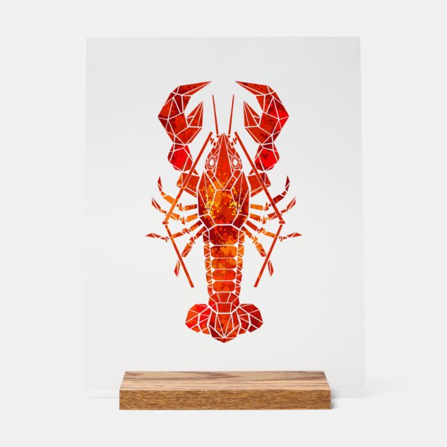 Red polygonal lobster acrylic sign (Front)