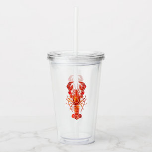 Red polygonal lobster acrylic tumbler