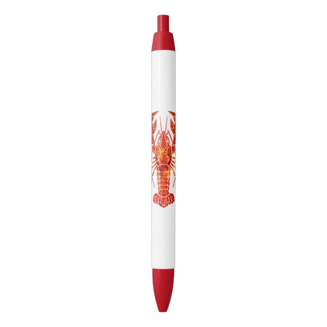 Red polygonal lobster black ink pen (Front Vertical)