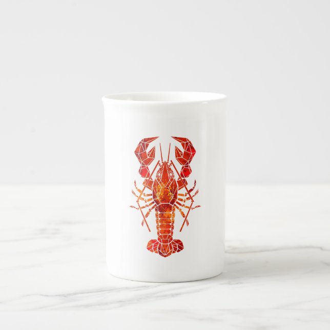 Red polygonal lobster bone china mug (Front)