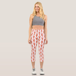 Red polygonal lobster capri leggings