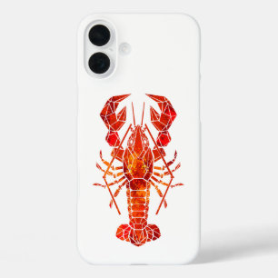 Red polygonal lobster iPhone 16 plus case