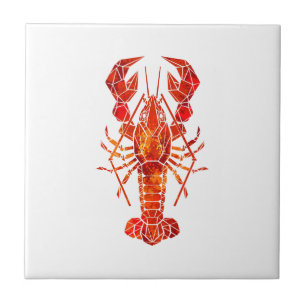 Red polygonal lobster ceramic tile