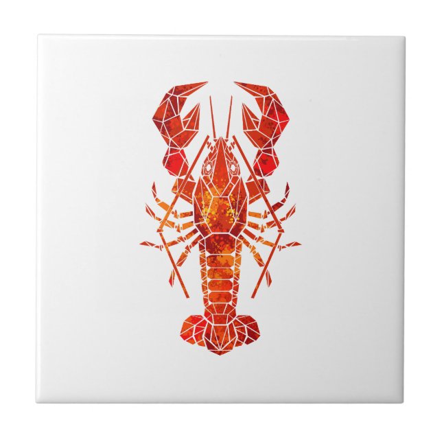 Red polygonal lobster ceramic tile (Front)