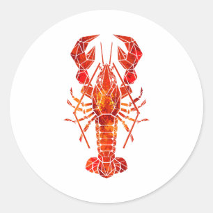 Red polygonal lobster classic round sticker