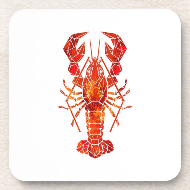 Red polygonal lobster coaster (Front)