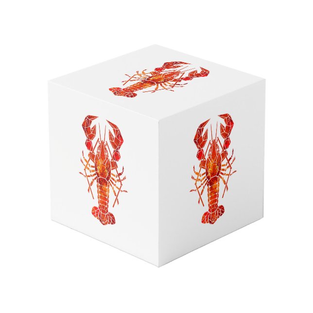 Red polygonal lobster cube (Front Angled)