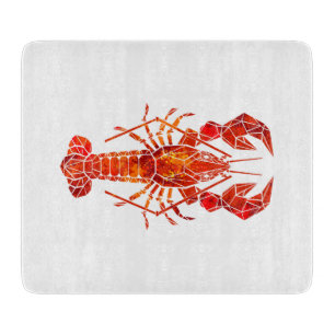 Red polygonal lobster cutting board