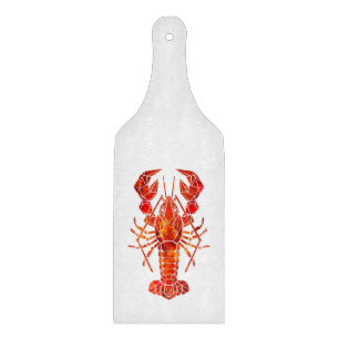 Red polygonal lobster cutting board