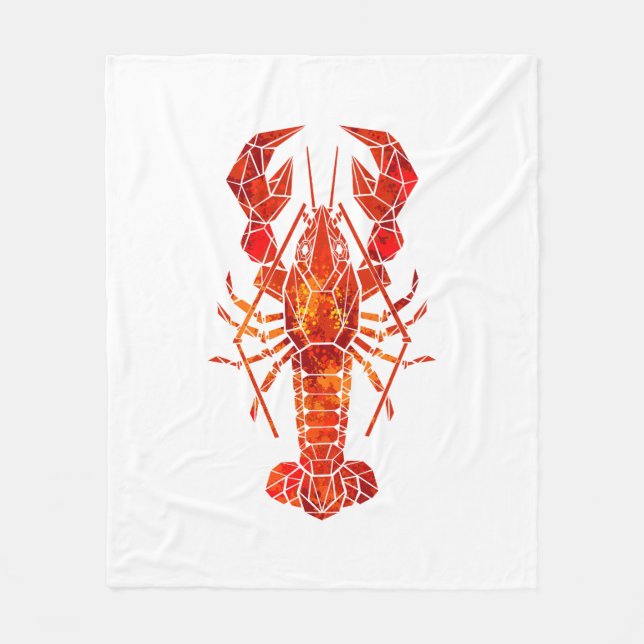 Red polygonal lobster fleece blanket (Front)