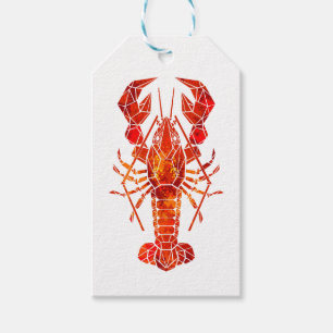 Red polygonal lobster gift tags
