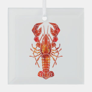 Red polygonal lobster glass tree decoration