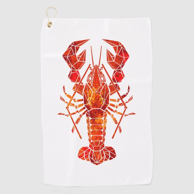 Red polygonal lobster golf towel (Front)