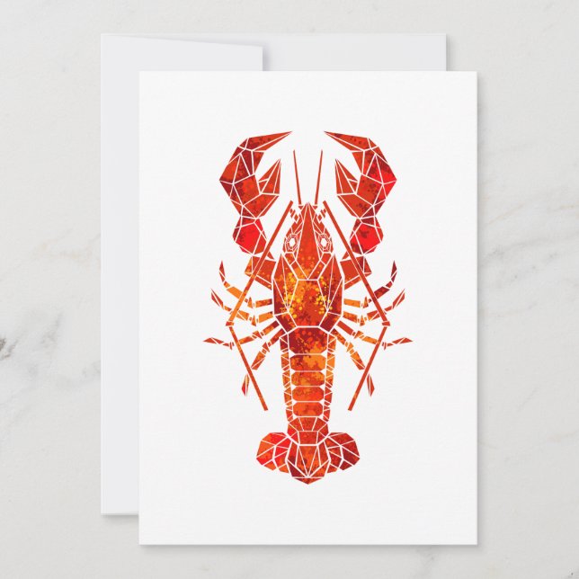 Red polygonal lobster holiday card (Front)