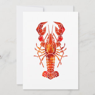 Red polygonal lobster holiday card