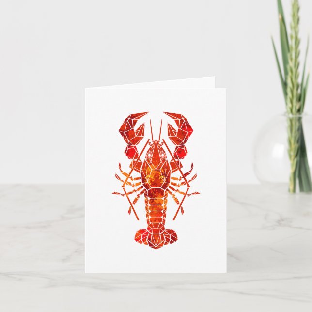 Red polygonal lobster invitation (Front)