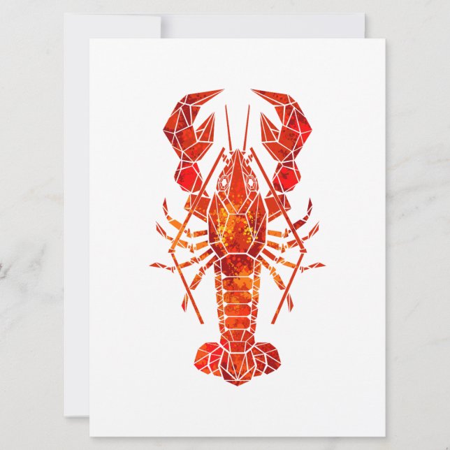 Red polygonal lobster invitation (Front)