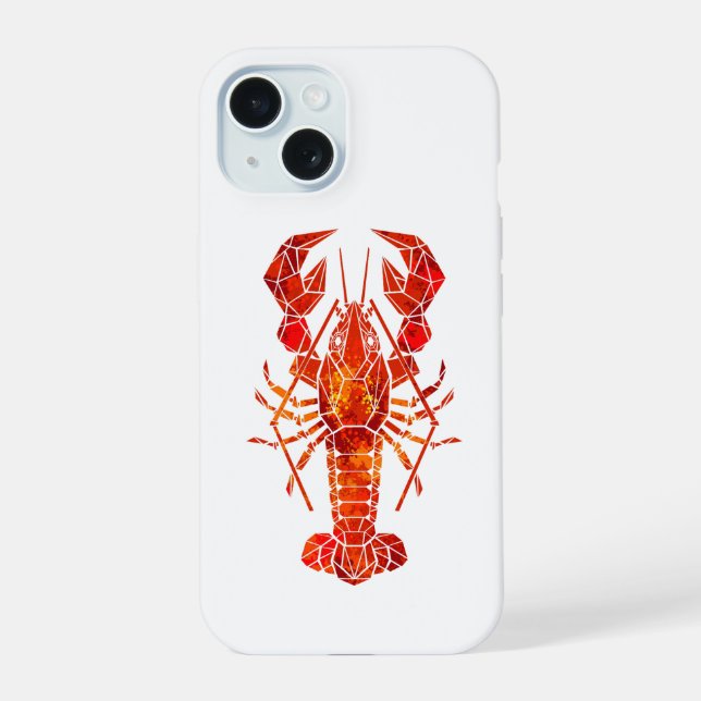 Red polygonal lobster iPhone 15 case (Back)