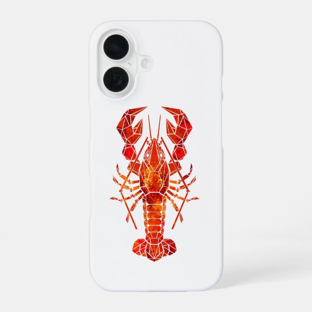 Red polygonal lobster iPhone 16 case (Back)