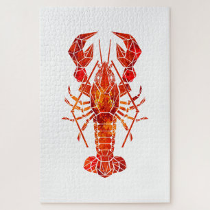 Red polygonal lobster jigsaw puzzle