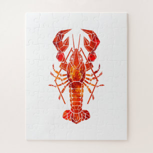 Red polygonal lobster jigsaw puzzle