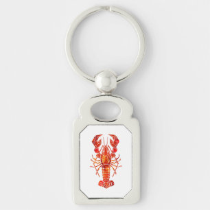 Red polygonal lobster key ring
