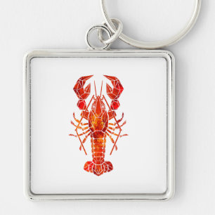 Red polygonal lobster key ring