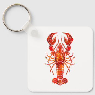 Red polygonal lobster key ring