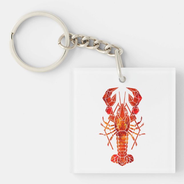 Red polygonal lobster key ring (Front)