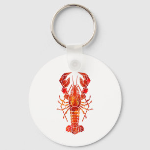 Red polygonal lobster key ring