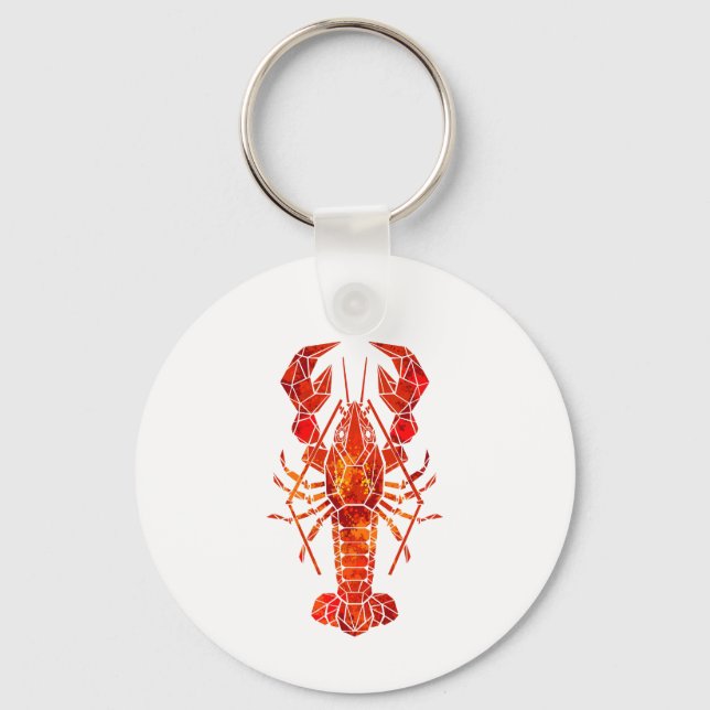 Red polygonal lobster key ring (Front)