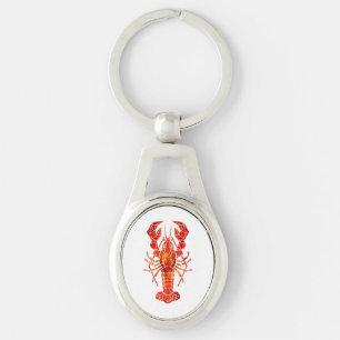 Red polygonal lobster key ring