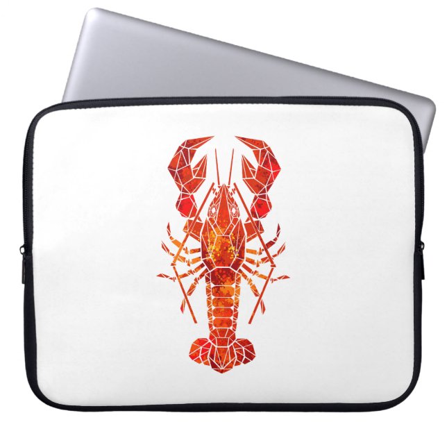 Red polygonal lobster laptop sleeve (Front)