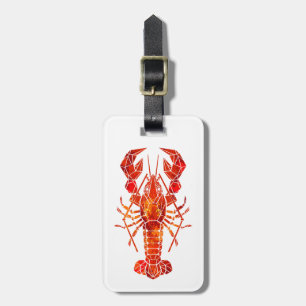 Red polygonal lobster luggage tag