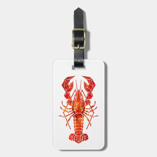 Red polygonal lobster luggage tag (Front Vertical)