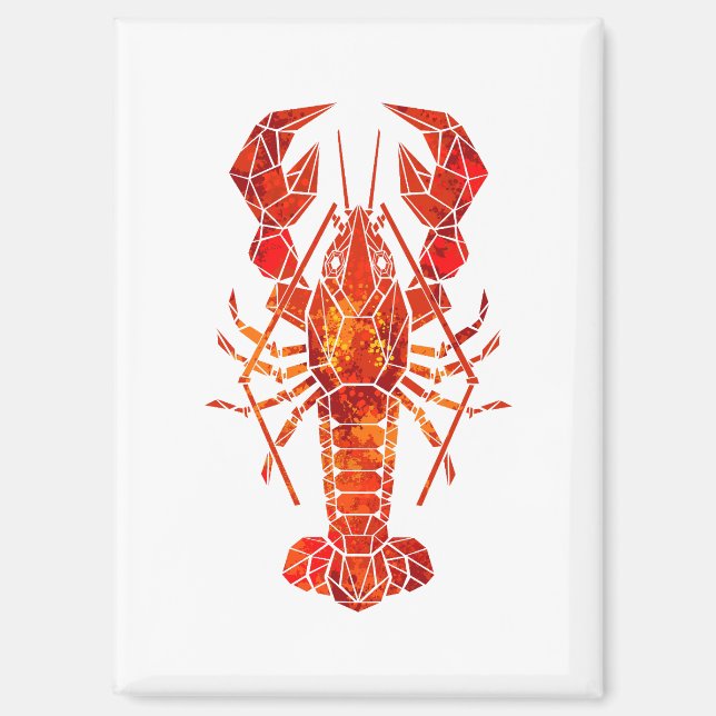 Red polygonal lobster magnet (Front)